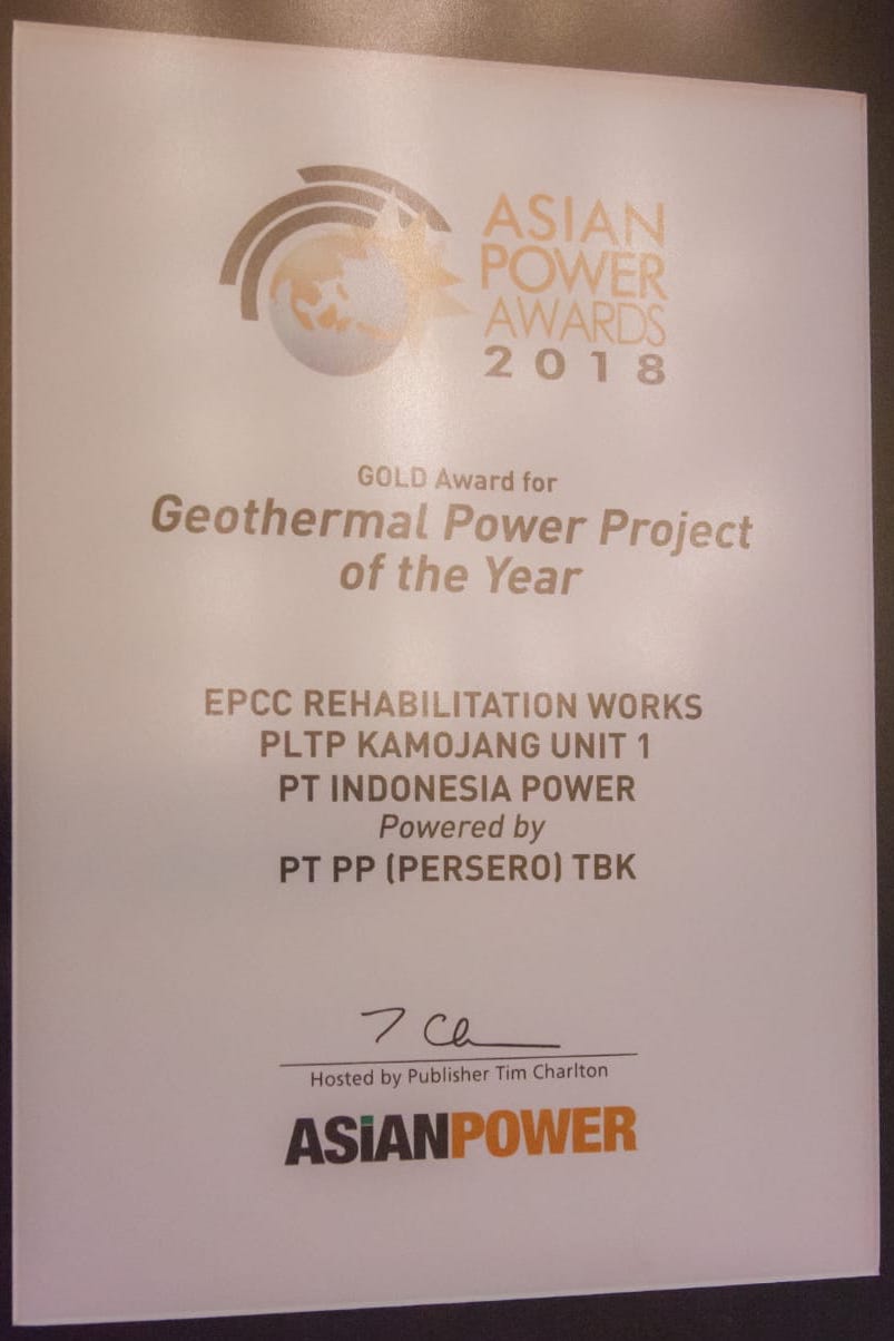 ASIAN POWER AWARDS 2018 (Gold Award for Geothermal Power Project of The Year)