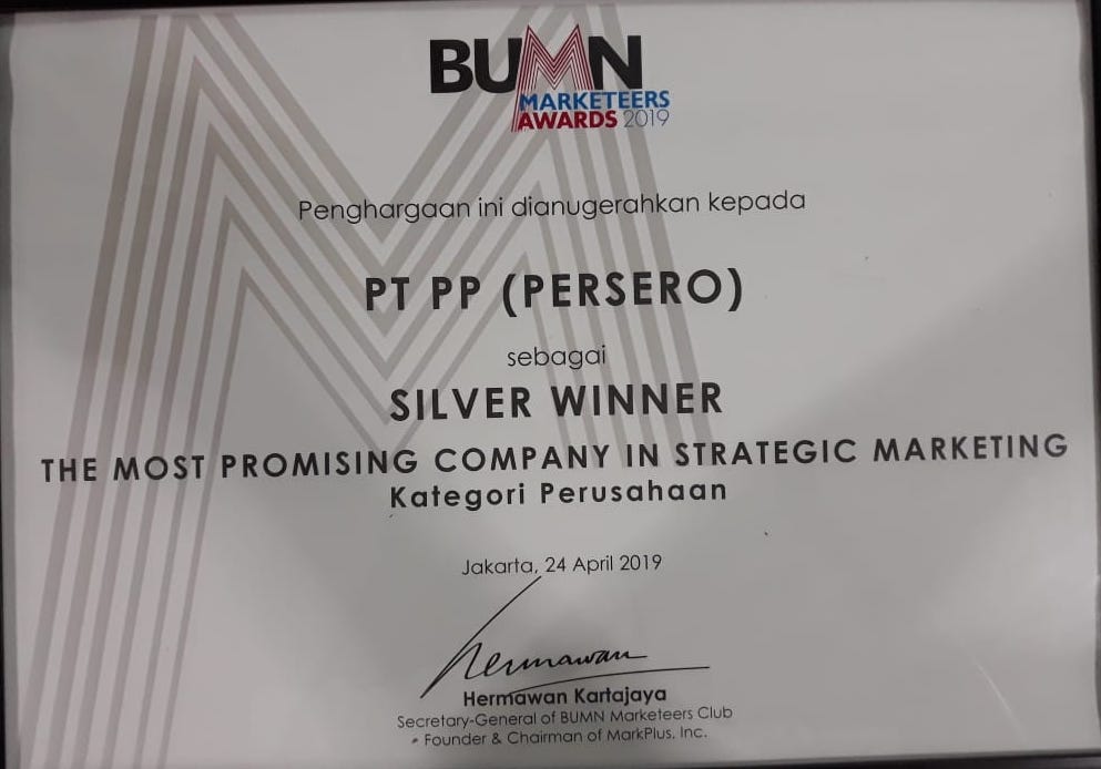 BUMN Markeeters Awards 2019 (Silver Winner - The Most Promising Company in Strategic Marketing Kategori Perusahaan)