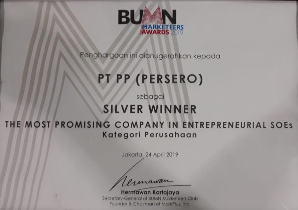 BUMN Markeeters Awards 2019 (Silver Winner - The Most Promising Company in Entrepreneurial SOEs Kategori Perusahaan)