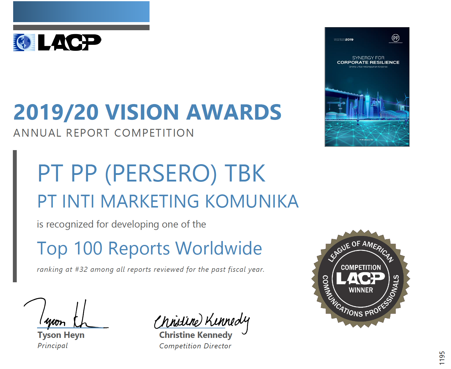LACP COMPETITION WINNER (TOP 100 REPORTS WORLDWIDE)