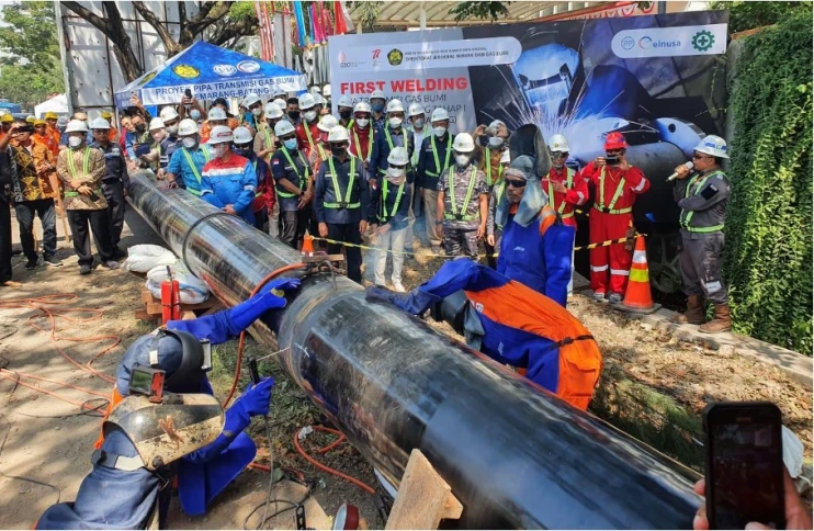 PTPP Lakukan First Welding Pekerjaan Konstruksi Terintegrasi Rancang & Bangun Pipa Cisem