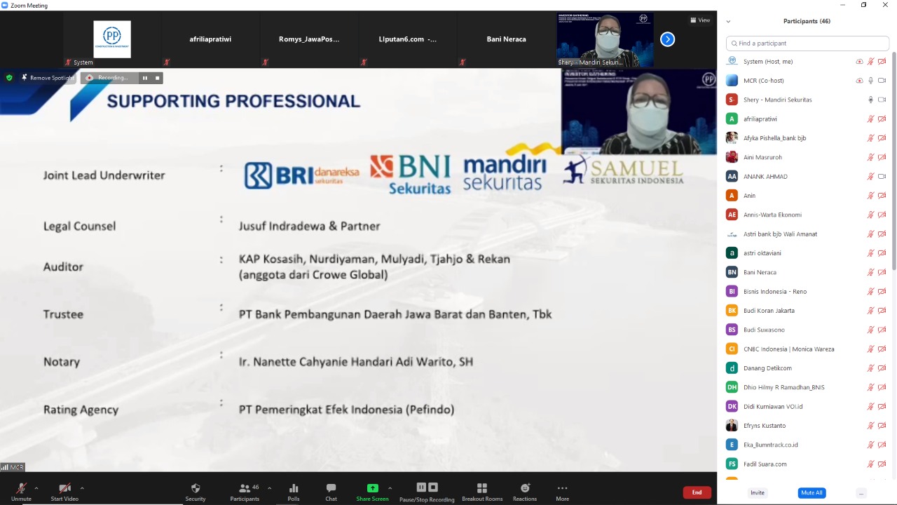 Virtual Press Conference atas Kegiatan Investor Gathering Dalam Rangka PUB Obligasi & Suck 2021