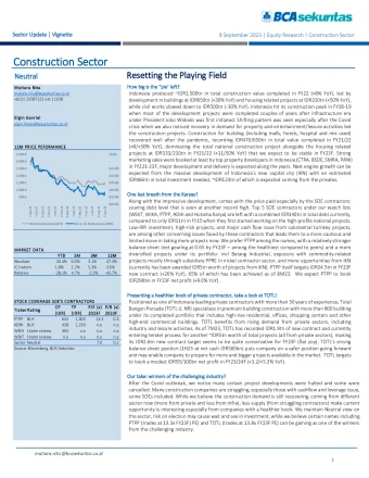 BCA Sekuritas, Sectoral Update with Recommendation Buy for PTPP