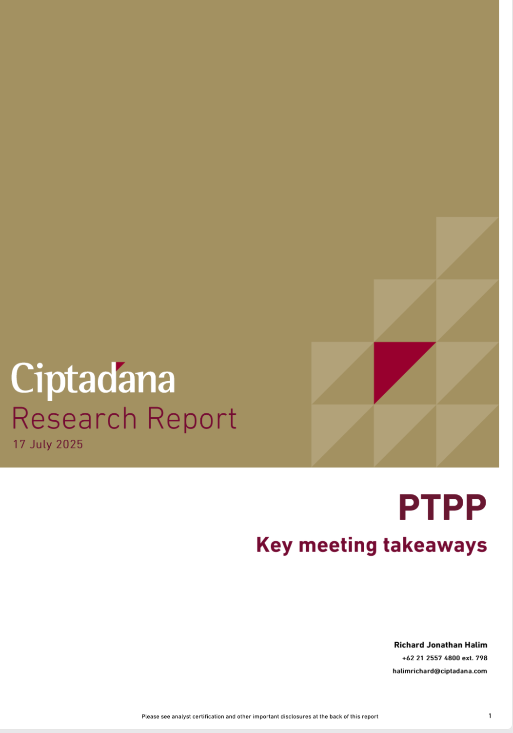 Ciptadana, Research Report