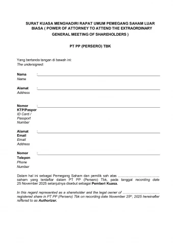 POWER OF ATTORNEY TO ATTEND THE EXTRAORDINARY GENERAL MEETING OF SHAREHOLDERS