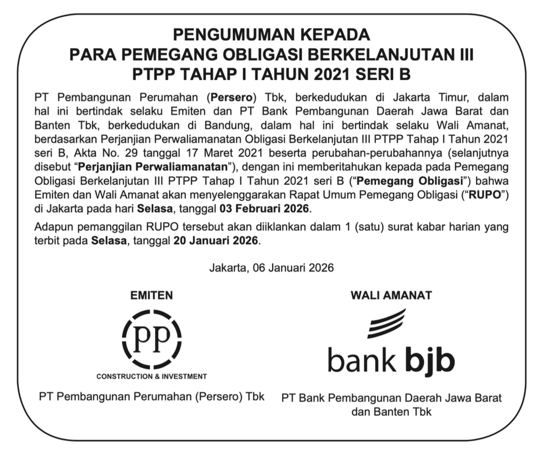 Obligasi Berkelanjutan III PTPP Tahap I Tahun 2021 Seri B
