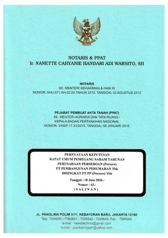 Akta Perubahan Anggaran Dasar Perseroan 